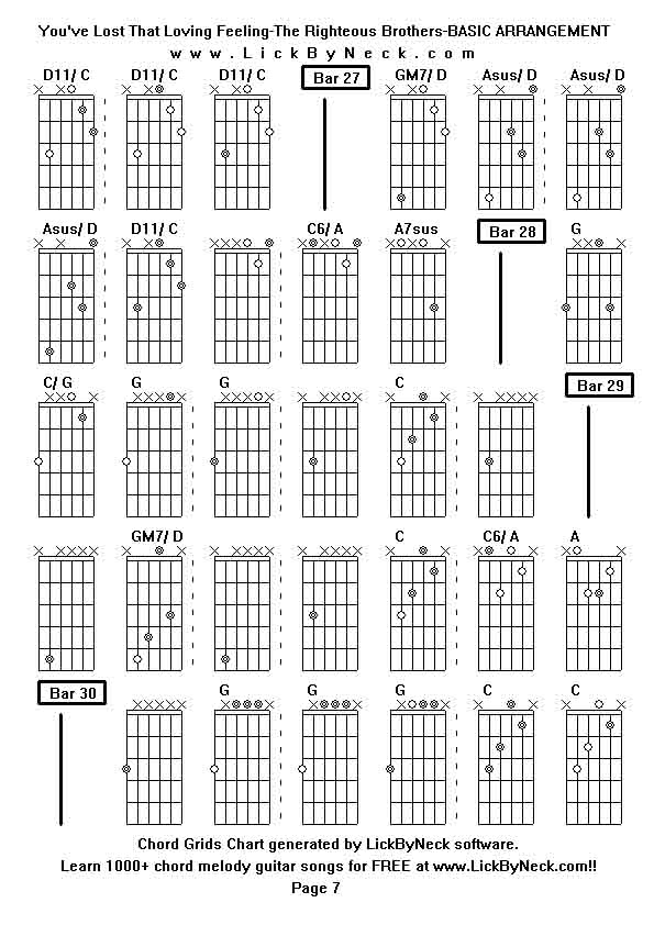 Chord Grids Chart of chord melody fingerstyle guitar song-You've Lost That Loving Feeling-The Righteous Brothers-BASIC ARRANGEMENT,generated by LickByNeck software.